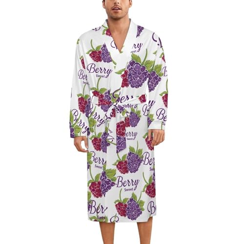 Sweet Berry Soft Robe Long Sleeve Bathrobes V Neck Sleepwear Spa Robes with Belt Men Woman