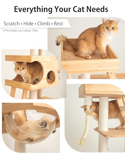 Torre de Gato de Madera para Gatos Grandes 62 pulgadas miniatura 4