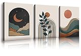 Redland Art Set of 3 Boho Landscape Framed Wall Art Canvas Print Room Decor Neutral Mid Century Mode