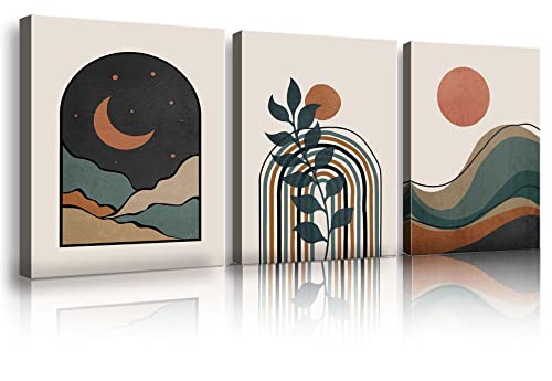 Redland Art Set Of 3 Boho Landscape Framed Wall Art Canvas Print Room Decor Neutral Mid Century Modern Abstract Decor For Bedroom Living Room And Bathroom11.5X15 Inches #TOP15
