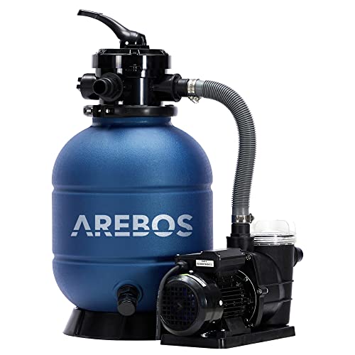 Arebos Sistema De Filtro De Arena Con Bomba | 400 W | 10.200 L/H | Volumen Del Depósito De Hasta 20 Kg De Arena