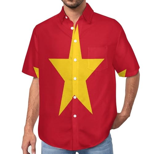 Chemises hawaïennes manches courtes homme motif drapeau Vietnam