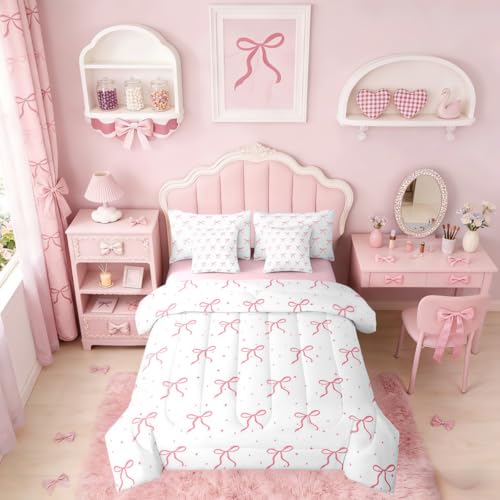 Erosebridal Girls Pink Bowknot Bed in A Bag Twin