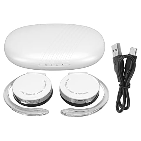 Clip Headphones, Headphones Clip Type Earphones with Charging Case and Cable, Wireless Earphones Portable Stereophone Headphones (White) Cover