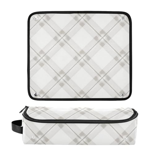 Bolsa de viaje para herramientas de cabello Gray Ginghams con almohadilla resistente al calor para planchas y accesorios de cuidado capilar miniatura 3