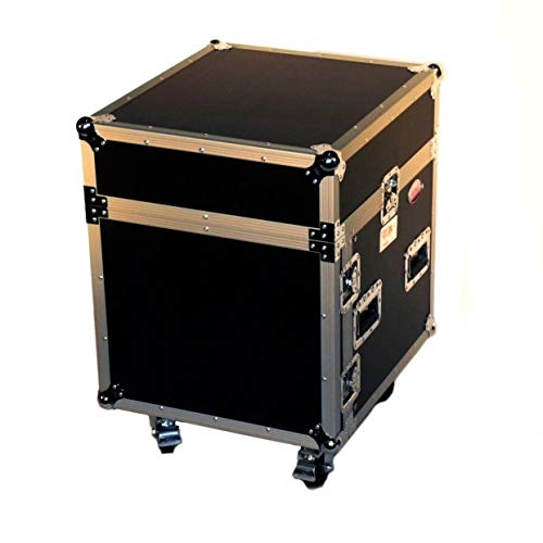 Pro X T-10MRSS 10U x 10U Slanted DJ Rack Flight Case With Wheels+3 8 Wood
