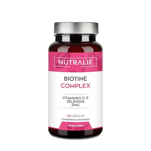 NUTRALIE | Biotine 10 000 mcg | Vitamines D et E, Zinc et Sélénium | Contribue à la Pousse Cheveux, Ongles et Peau | 120 Gélules