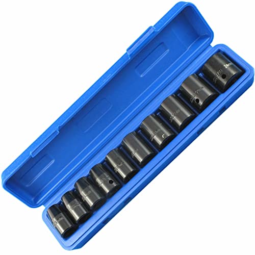 10 Stück Pro Pneumatik, Flache Steckschlüsselsatz mit 1/2 "Antrieb 1 10 Stück Pro Pneumatik, Flache Steckschlüsselsatz mit 1/2 "Antrieb