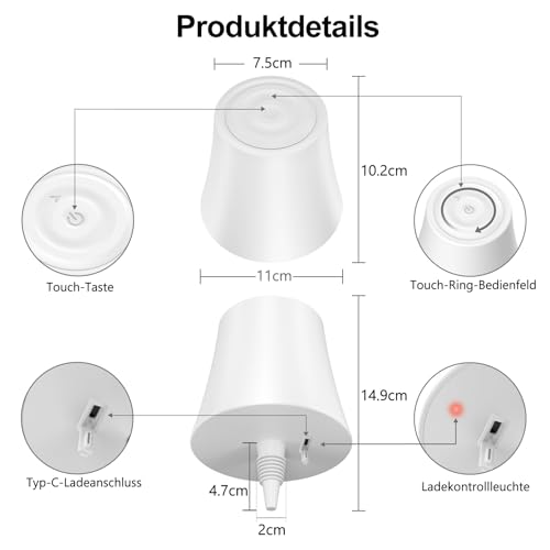 Suright Flaschenlampe Aufsatz LED Aufladbar mit 3 Farbmodi+RGB – Ansicht 4
