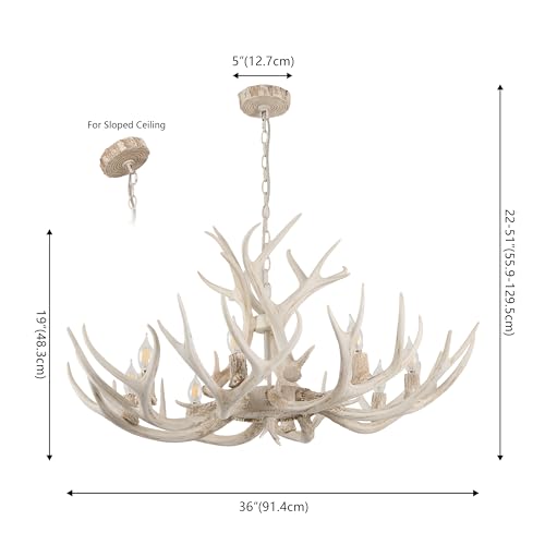 JONATHAN Y Eldora 8-Light Resin Antler Chandelier 36", Beige by JONATHAN Y - Used condition - Image 3
