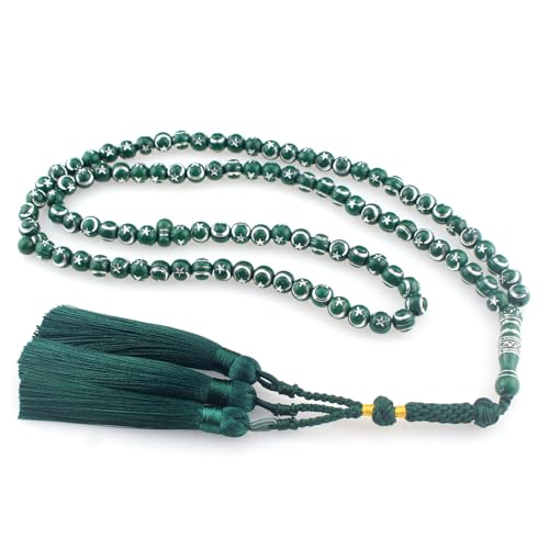  beirunde Tasbih Tesbih 99 perline islamiche per preghiera, islamico musulmano Subha Sebha perline di preoccupazione, perline Misbaha Masbaha Tasbeeh Sibha, rosario Allah Mohammed Ramadan, perline di