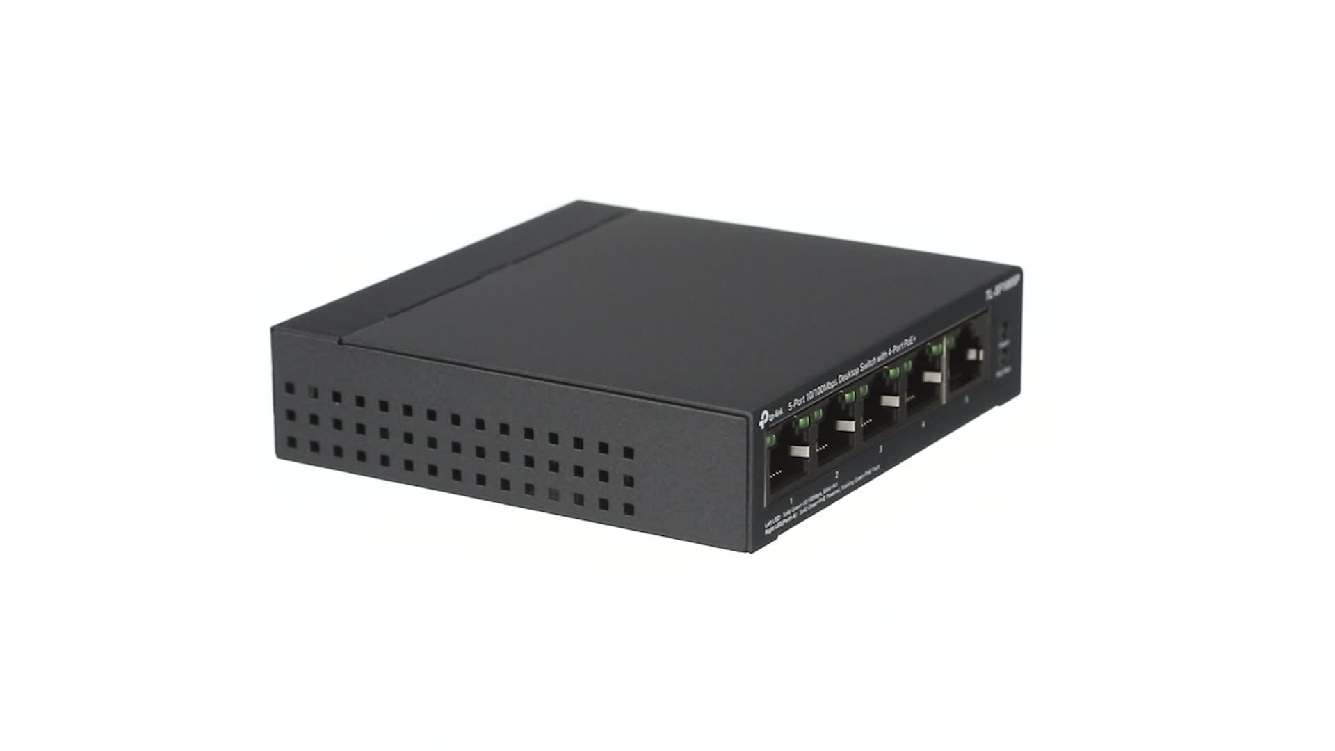 TP-Link TL-SF1005P Switch PoE 5 Ports 10/100 Mbps – 4 Ports PoE+ 67W, Boîtier Métal, Mode Extension 250m