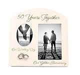 Haysom Interiors Contemporary 50 Years Together Then and Now Golden Anniversary Light Beige Frame...