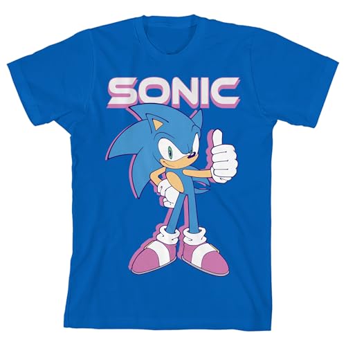 Bioworld Sonic The Hedgehog Thumbs Up Youth Girl Royal Blue Short Sleeve Tee