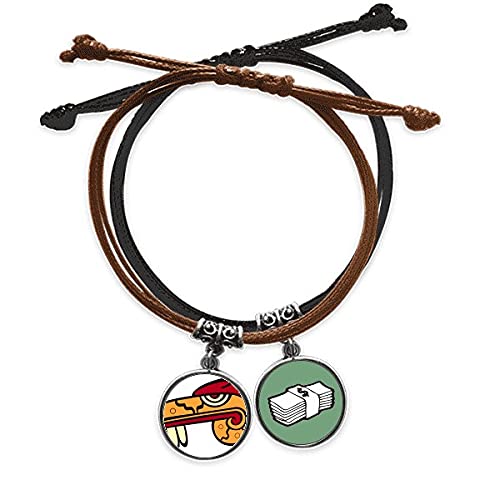 Pulsera de cuero amuleto indio abstracto, el regalo con significado