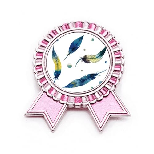 Broche en forme de plume colorée Beau silence le cadeau idéal en métal rose