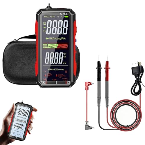 FS899L Digital Multimeter - USB Rechargeable 6000 Counts True RMS with Color Screen, Auto-Ranging Electrical Tester for Home, Industrial & Automotive Diagnostics (FS899L+Bag)