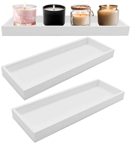 2X Dekotablett Länglich Kerzenteller Holz: Deko Tablett Rechteckig Weiß...
