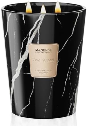 M&SENSE Extra Large Candle OudWood Intense Scented Candle,3 Wick ...
