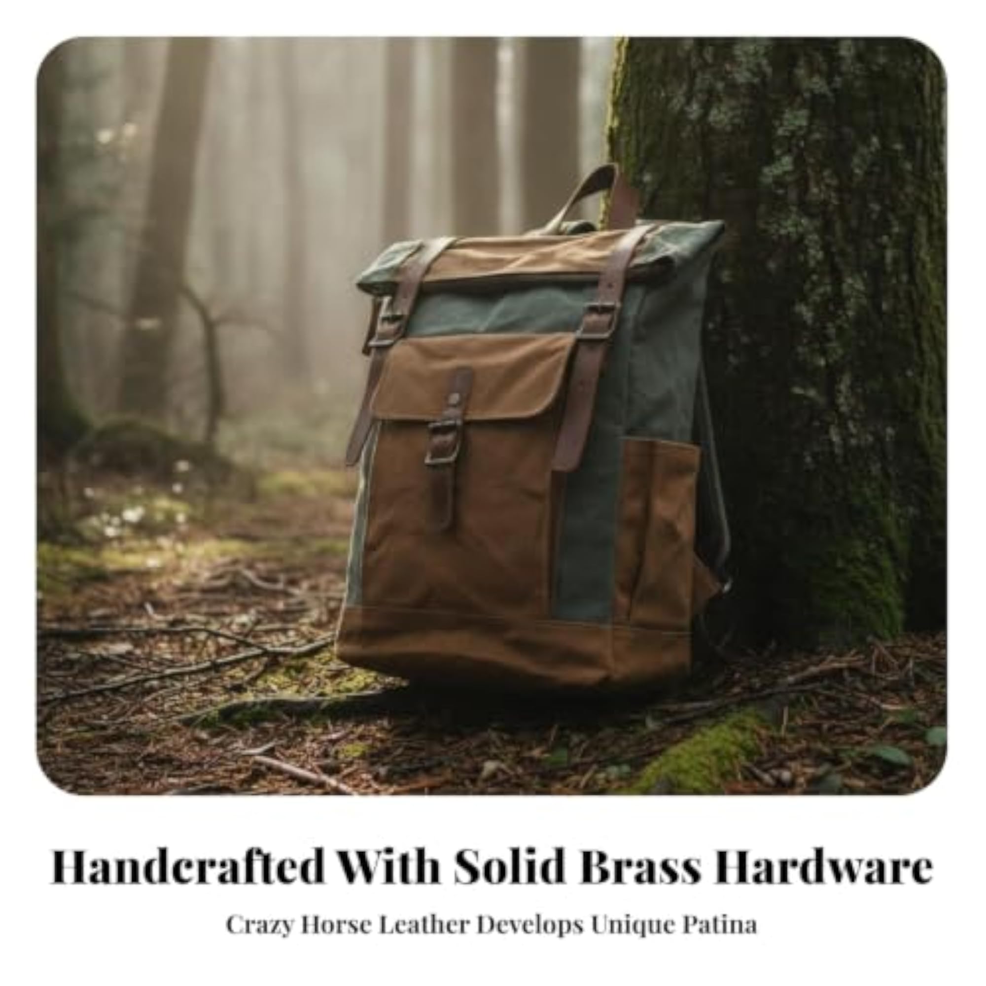 Vintage-Inspired Canvas Backpack with Leather Trim