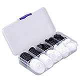 Paket beinhaltet: Sie erhalten insgesamt 158 Stück schwarze Knöpfe in einer durchsichtigen Aufbewahrungsbox. 5 Größen: 10 mm; 13 mm / 0,5 Zoll; 15 mm / 0,6 Zoll; 20 mm / 0,8 Zoll; 25 mm.