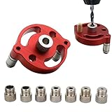 Drill Guide Locator, Vertical Self Centering Dowel Jig Kit 3/4/5/6/7/8/9/10mm Drill Bushings, Woodworking Straight Hole Puncher Dowel Jig Positioner Locator Hand Dril-l Tool(COLOR:Red)