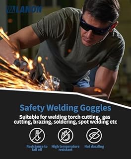 LANON Welding Safety Glasses,IR Filter Shade 5.0 Lens,Anti-Scratch & Anti-Impact,ANSI Z87.1 Double-sided Antifog,Wrap-Around Protective Safety Goggles,UV Protection