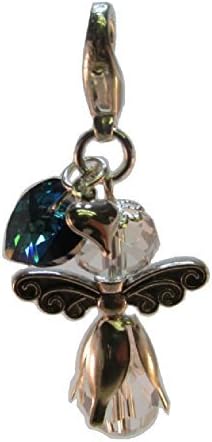 Purple Petals Jewellery Box Handmade Wedding Gift for The Bride - Something Blue Swarovski Elements Bermuda Blue Heart & Guardian Angel Clip on Charm - Gift Boxed