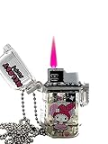 NIVEK Kulomi Transparent Cute Lighter Waterproof Lighter Refillable Kitty KT Cat Melody Japanese Kawaii with Chain (Cute Melody)