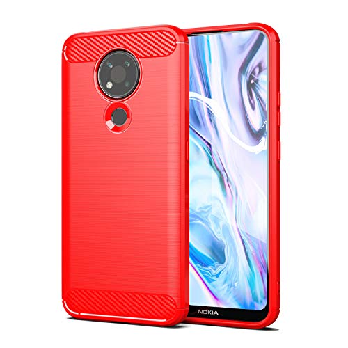 SCL Funda para Nokia 3.4 Funda Nokia 3.4 Funda, Exquisite Cubierta Protectora de Fibra de Carbono con Tecnología Antiarañazos y Absorción de Impactos para Nokia 3.4 (Rojo)
