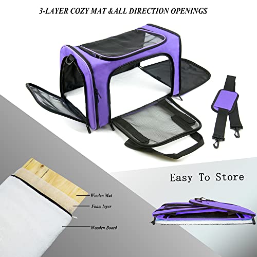 Nextfri Soft Sided Carrier For Small Medium Cats Dogs ,Tsa Airline Approved Collapsible Travel Pet Carrier Medium Purple #TOP1