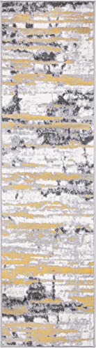Rugshop Darwin Vintage Abstract Modern Runner Rug 2' X 7' Yellow #TOP1