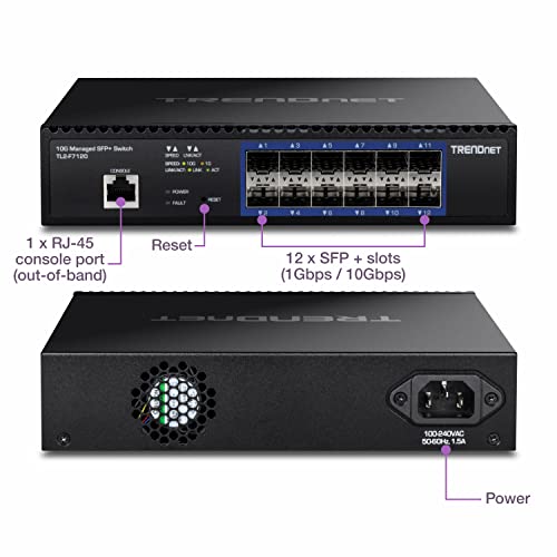 Image of TRENDnet 12-Port 10G Layer 2 Managed SFP+ Switch, TL2-F7120, 12 x 10G SFP+ Ports & SFP Multi-Mode LC Module 4-Pack, TEG-MGBSX /4, Transmission Up to 550m (1804 Ft), Mini-GBIC