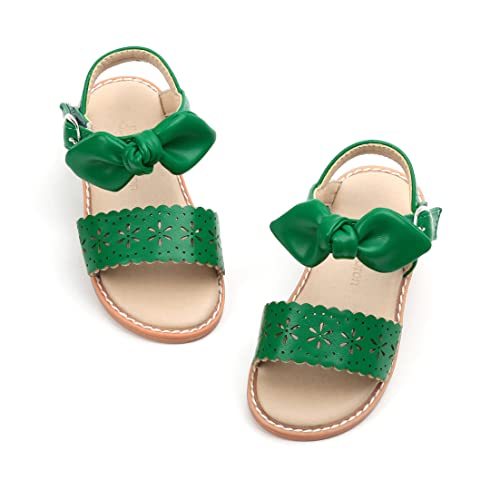 Image of THEE BRON Toddler Girls Sandals Wedding Flower Girl Dress Shoes Open Toe Flats