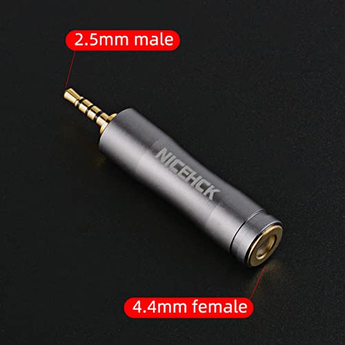 Girftu NiceHCK HiFi Earphone Adapter Plug Connect Cable 4.4mm Female to 3.5mm 2.5mm Gold-Plated Audio Jack Earbud Accessories for Headphones?Silver 1-Pack? (4.4mm Female to 2.5mm Male)