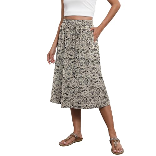 Image of Witsmile Flowy Skirt Elastic High Waist A-Line Skirt with Pockets Bohemia Cover-up for Women 2026 Trendy(S-2XL)