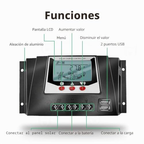 Miniatura 2 de Solamr 30a Controlador De Carga Solar 12v 24v Voltaje De Identificación Automática Regulador Inteligente Con Pantalla Lcd Para Sistemas Solares Domésticos - Wp3024d