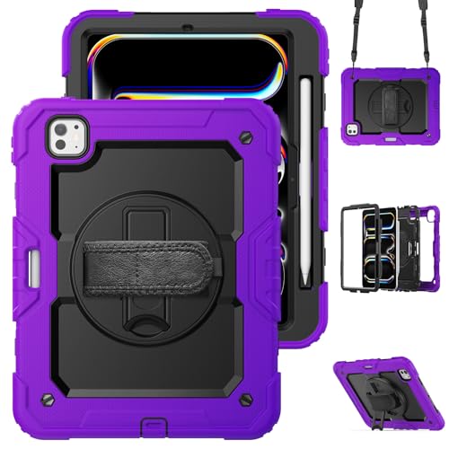 Protection iPad Pro 11 M4 2024 étui intégral antichoc poignée rotative et protège écran
