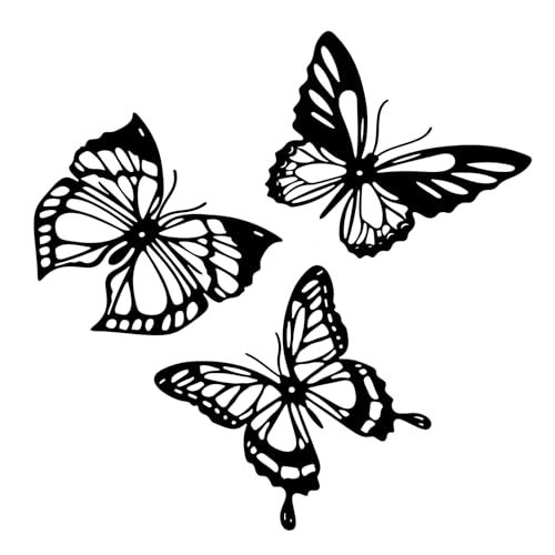 Bowarepro - Mariposas decorativas de pared de metal para el hogar, interior y exterior, patio, valla, cobertizos, paredes (negro)