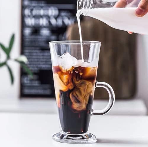 poundsaver Tall Coffee Mugs with Handle, Large Size Glass, Tall Funnel Clear Glasses for Iced Coffee, Latte, Cappuccino, Hot Chocolate, Big Plain Glasses Set of 2