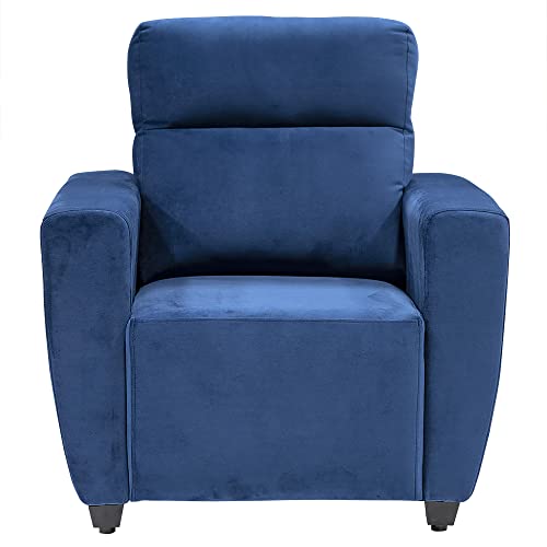 Image of Wakefit Sofa Set | 3 Year Warranty | Sofa 1 Seater, 1 Seater Sofa for Living Room, Wooden Sofa Set, Sofa Set Single Seater - Belize(Fabric-Velvet : Blue)