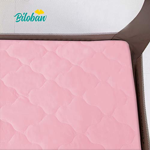 Image of Pack and Play Mattress Protector Sheets Fitted Waterproof for Playard, Pink