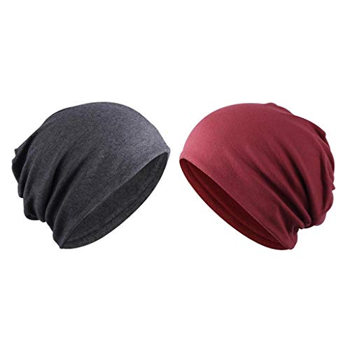 #N/A 2 Peças De Algodão Feminino Masculino Gorro Desleixado Boné De Crânio Boné Casual Verão Boné -