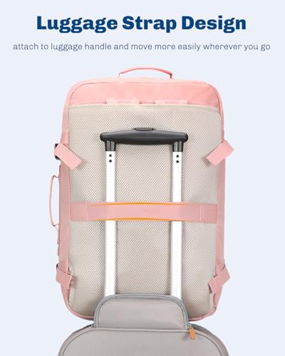 Image of Hynes Eagle Carry on Backpack 38L Large Travel Backpack for Women Flight Approved Weekender Bag Laptop Backpack Men 15 inches Light Pink