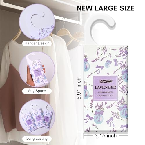 Image of MYARO 12 Packs Lavender Hanging Closet Air Freshener Long Lasting Drawer Deodorizer Smell Good Potpourri Scented Sachet for Home House