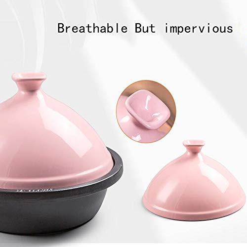 Original Moroccan Tagines, Enameled Tagine Pot Cast Iron Hand Made 100% Lead Free Safe,Pink #TOP3