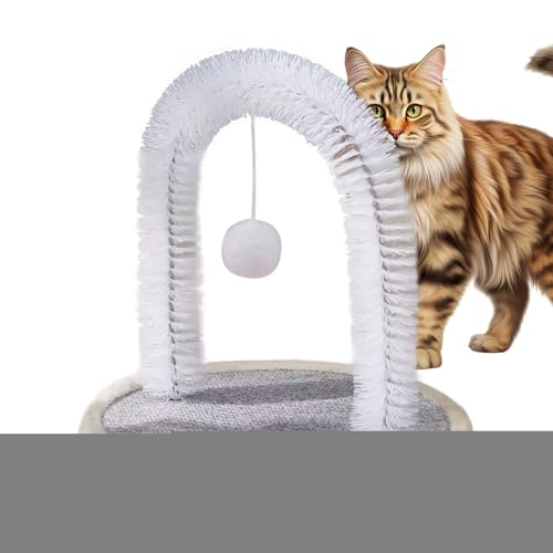 Arche de toilettage pour chat – Jouet griffoir auto-toilettant, station de brossage résistante aux morsures, brossage, massage doux | Accessoire idéal pour...