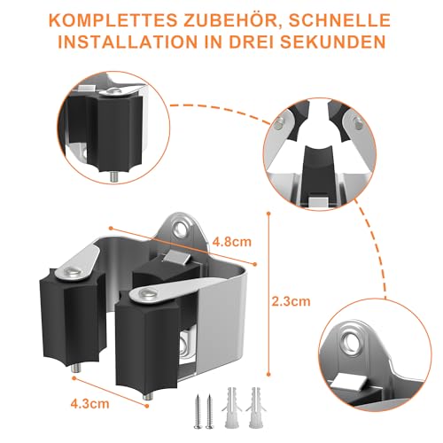 GARTOL 3 Stück Gerätehalter,Besenhalter Wand, Gartengerätehalter, Wandhalterung für Wischmopp, Besen, Schaufel, Werkzeuge
