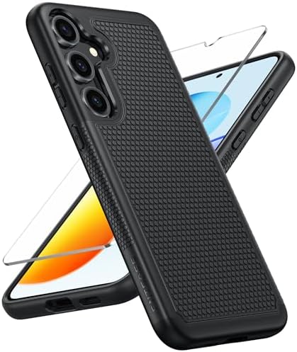 FNTCASE for Galaxy S25 Case: Black Non Slip Textured
