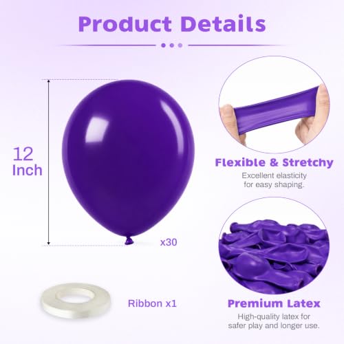 Image of Dark Purple Balloons, 12 Inch Royal Purple Latex Party Balloon